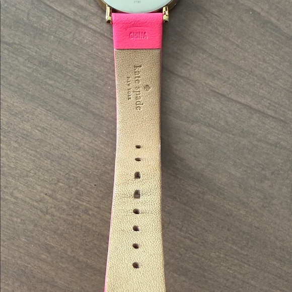 kate spade Pink Leather Strap Gold-Tone Case Mother-of-Pearl Dial Watch - Picture 8 of 9